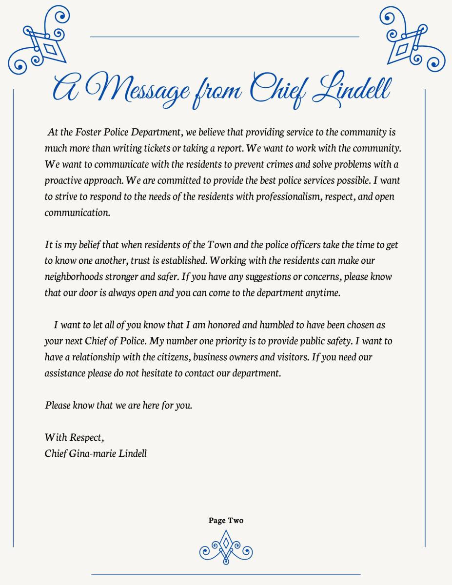 A Message From Chief Lindell 